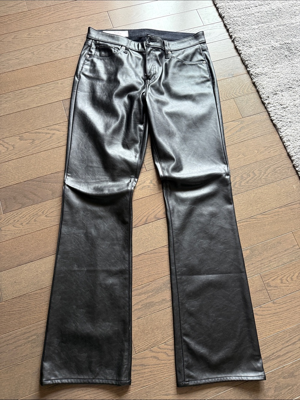 GAP Black Faux Leather Flared Jeans